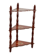 Wooden Corner Folding Table, Color : Brown Red