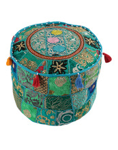 Embroidered Ottoman Floor Pouf Cover, Size : D-16 X H-12