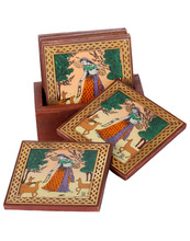 Gemstone Painted Square Coaster Set, Size : L-4 X W-2.5