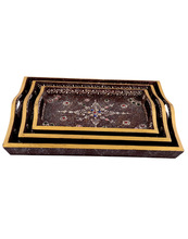 Rajrang Wood Handle Serving Tray Set, Shape : Rectangular