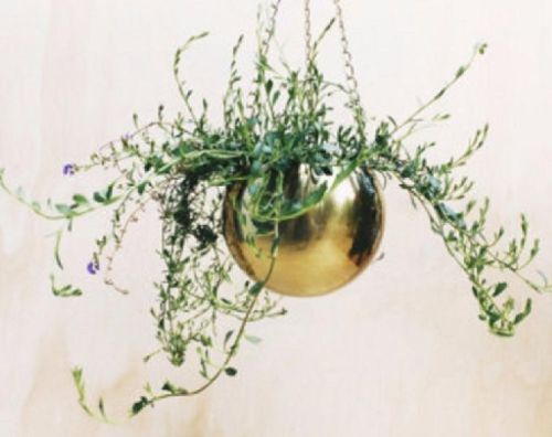 Galvanized Metal Brass Hanging Planter