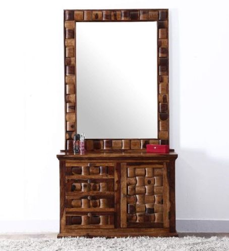 Shubham Enterprises Polished Plain Sheesham Wood Dressing Table, Shape : Rectangular