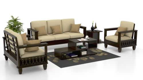 Shubham Enterprises Polished Plain Wooden Sofa Set, Size : Multisizes