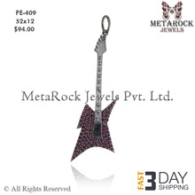 Ruby Pave Guitar Pendant, Occasion : Gift