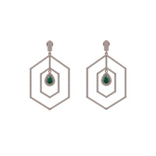 Yellow Gold Emerald Earring, Occasion : Anniversary, Engagement, Gift, Party, Wedding