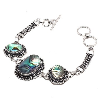 925 Sterling Silver Gemstone Ethnic Handmade Bracelet, Main Stone : Shell
