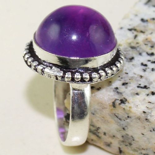 Natural Amethyst Handmade Ring Size-8