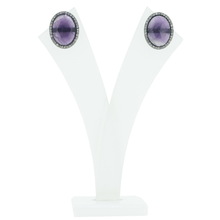 Amethyst Gemstone Stud Diamond Earrings