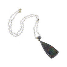 Ammolite and Moonstone Pendant Necklace, Occasion : Anniversary