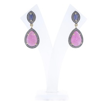 Chic Designs Weight Blue Sapphire Ruby Earrings, Occasion : Anniversary