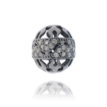 Pave Diamond Filigree Ball Beads, Size : 12X10 Mm