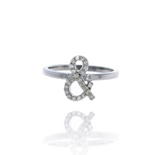 Weight Pave Diamond Initial Ring, Size : 20X12 Mm