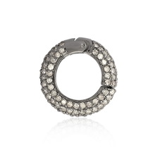 925 Sterling Silver Pave Diamond Round Lock