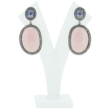 Pink Opal and Tanzanite Dangle Earrings, Occasion : Anniversary