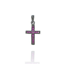 Chic Designs Weight Ruby Gemstone Cross Charm, Size : 17X12 MM