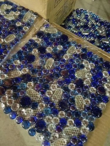 Crystal Pebble Mosaic Tiles, Colored Glass Mosaic Tiles, China Mosaic Factory