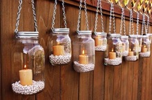 Glass Hanging Mason Jar Lanterns,, For Home Decoration