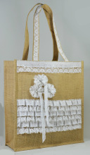 Jute Bag With Lace,, Style : Soft-loop