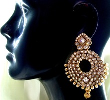 Big Round Polki Kundan Earrings