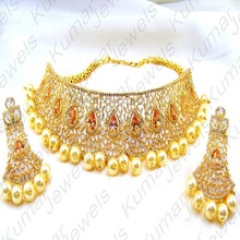 Kumar Jewels Choker Necklace Set, Main Stone : Zircon