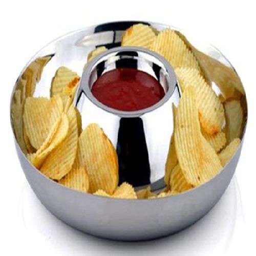 Reliance Artwares Round Metal Chip and Dip Bowl, For Tableware