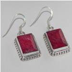 Ruby Gemstone Silver 925 Handmade Earring