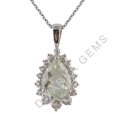 925 Sterling Silver Pendants Green Amethyst Gemstone Pendant