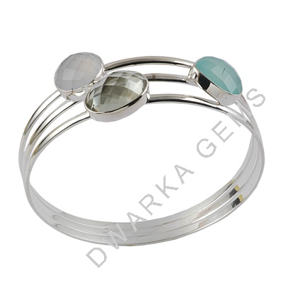 Multi Semi Precious Gemstone Bracelet Bangle