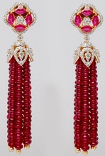 Valentine Jewellery Ruby Beads Earrings, Occasion : Anniversary, Engagement, Gift, Party