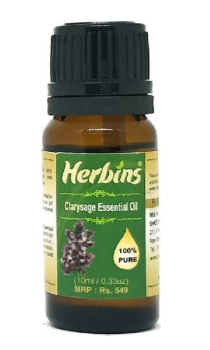 Herbins Clary Sage Essential Oil 10ml, Color : Light Golden Yellow