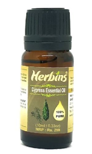 Herbins Cypress Essential Oil 10ml, Color : Pale Yellow