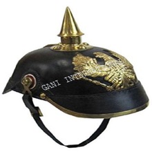 Metal Leather Pickelhaube Helmet