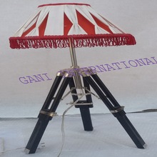 Tripod Table Lamp With Wooden Stand, Color : White