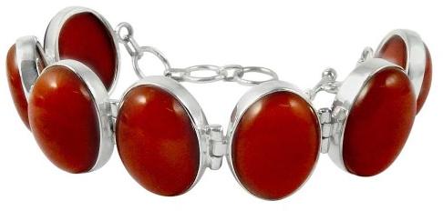 Favorite!! 925 Sterling Silver Carnelian Bracelet, Color : Red