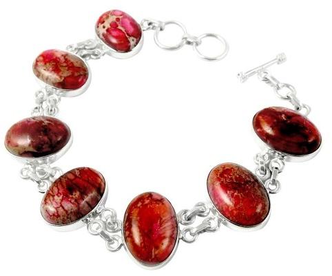 Nice!! 925 Sterling Silver BEAUTIFUL NATURE JASPER Bracelet