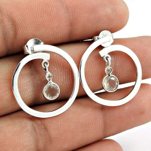 Trendy 925 Sterling Silver Crystal Gemstone Earring Jewelry