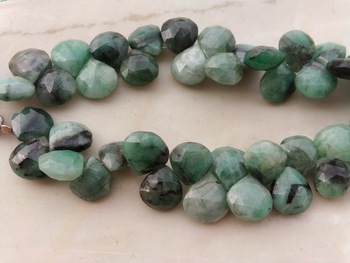 Raj Jewellery Faceted Hearts Gemstone Beads, Color : Green