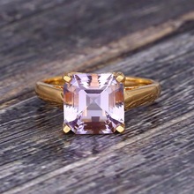 Pink Amethyst Asscher Cut Silver Ring, Gender : Unisex, Women's