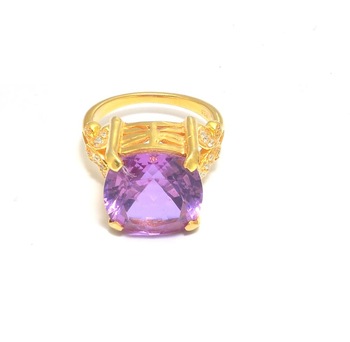 Amethyst Pave CZ Set Gemstone Ring, Gender : Children's, Men's, Unisex, Women's