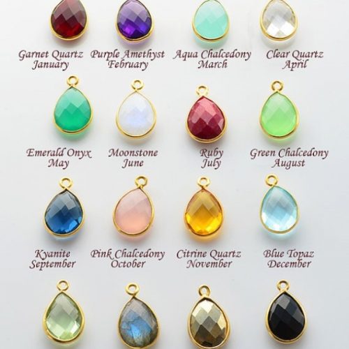 Birthstone Pear Cut Silver Bezel Pendant 18 Inch Long Necklace