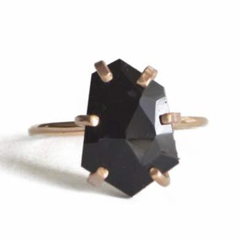 Black Onyx Rough Stone Prong Set Ring