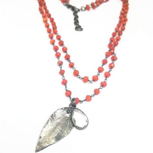 Carnelian Gemstone Faceted Bead Chain 18 Inch Necklace With Charms