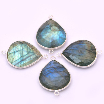 Labradorite Heart Shape Gemstone Connectors