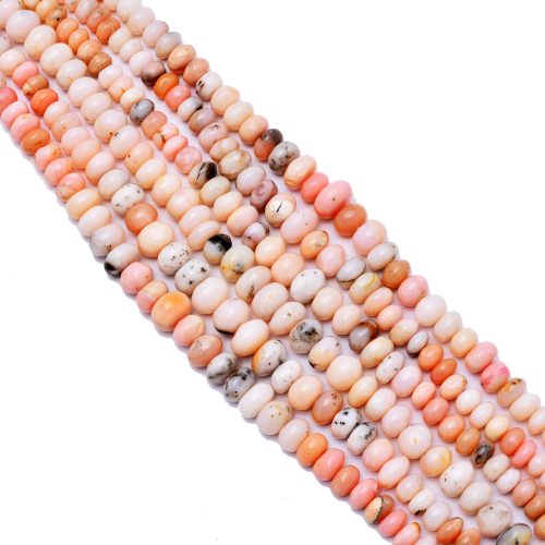 Natural Pink Opal Smooth Rondelle 9-10mm Gemstone Bead Strands