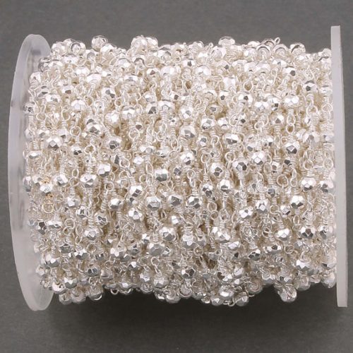 Silver Plated Wire Rosary Beaded Chain
