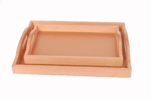 Rectangular Wooden Modern Beech Wood Tray Set, For Serving