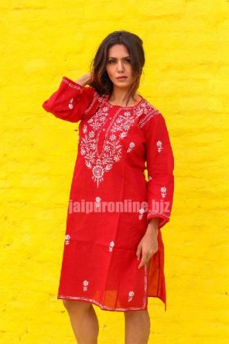 50 Pcs Womens Neck Solid Embroidered Kurta