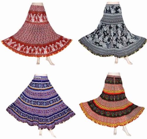 Block Print Sanganeri Cotton Long Skirt