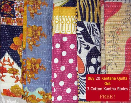 Hand Stitch Reversible Kantha Quilt, Size : 140 X 200 Cm Approx.
