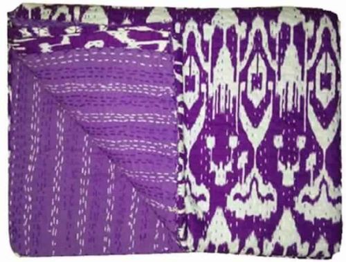 Handmade Ikat Print Kantha Quilt